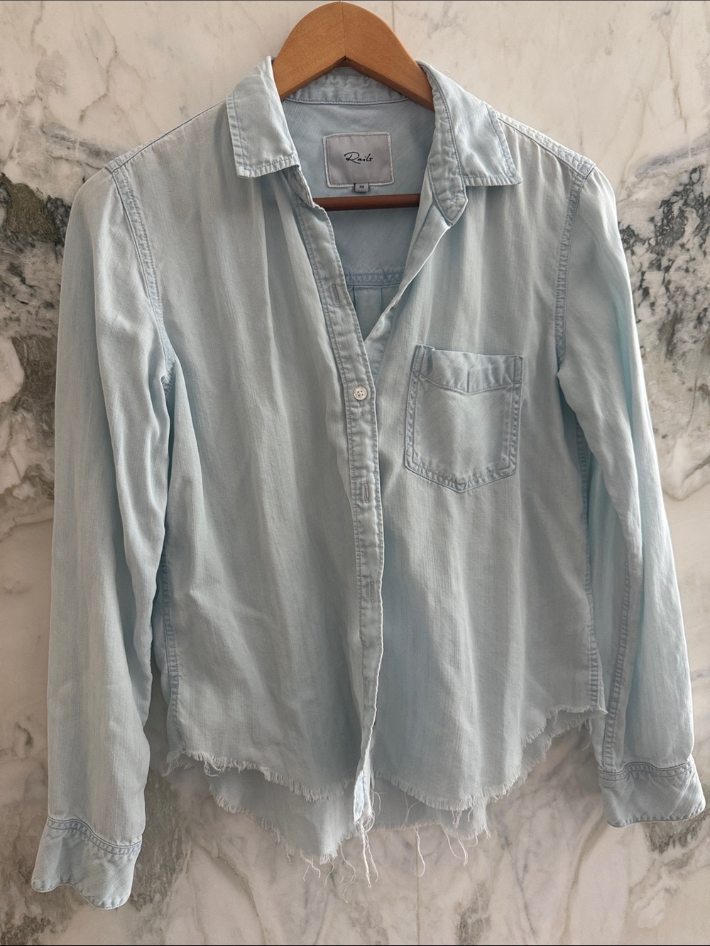 Rails women’s Pale Blue Button-Up Shirt with Chest Pocket
